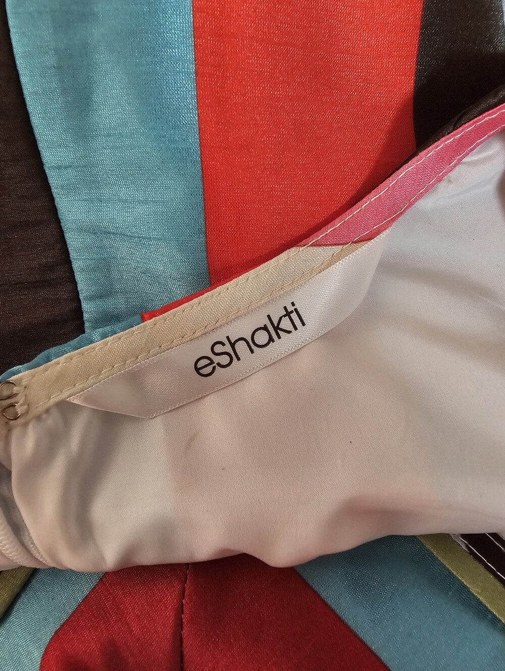eShakti Chevron Stripe Rainbow Maxi Dress Pockets Womens Lg=10 12 Pristin Pocket - Picture 5 of 13